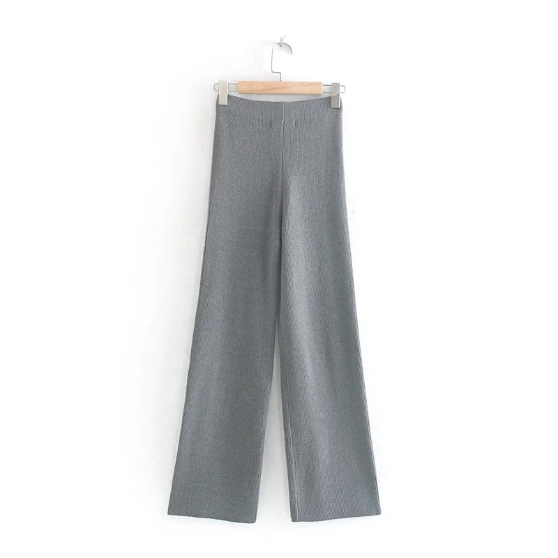 Звездный Светлячок винтажные широкие брюки женские эластичная талия высокая талия трикотажные серые повседневные брюки длинные свободные брюки