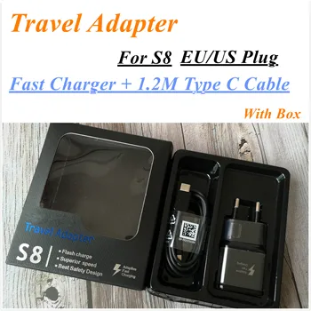 

10sets/lot 5V 2A Travel Adapter EU US Plug For Samsung Galaxy S8 S9 S10 Fast Charging USB Power Adapter + 1.2M Type C Data Cable