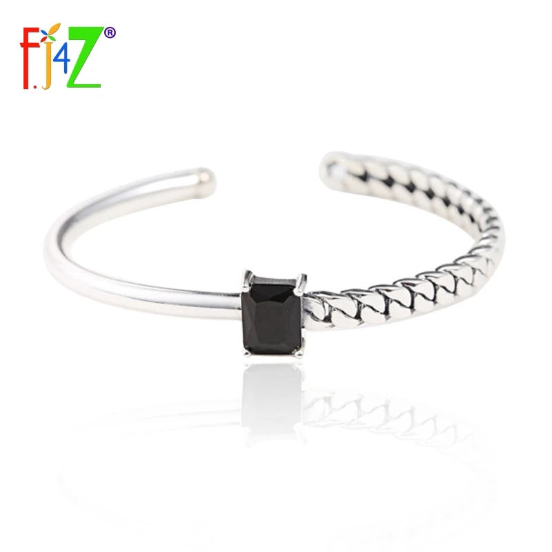 

F.J4Z 100% Real 925 Sterling Silver Bangles Hot Top trending Unusual Designer Simple Ajustable Bracelets For Women Gift