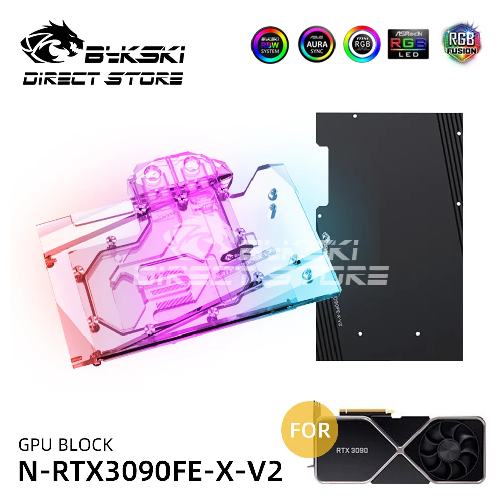 Bykski 3090 GPU воды блок с полным покрытием для NVIDIA RTX Founders Edition радиатора VGA Водяное