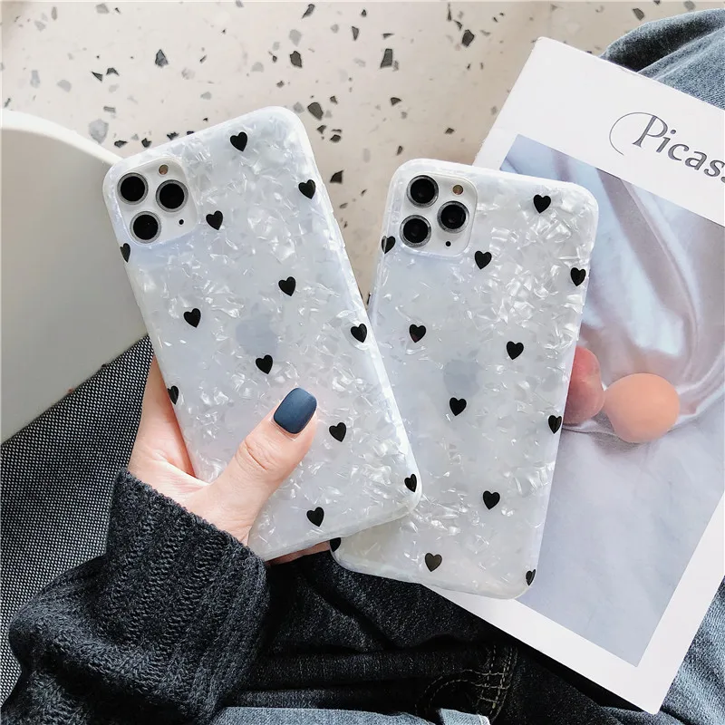 

Luxury Conch Shell Phone Case For iphone 11 Pro Max XR X XS Max 6 6s 7 8 plus Back Cover Cute Cartoon Love Heart Soft Cases Capa