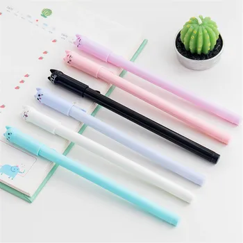 

for Writing Office School Supplies Stationery teenager 0.5mm Cute Black Ink Cat Gel Pen 6 Colors Cartoon Plastic Gel Pens