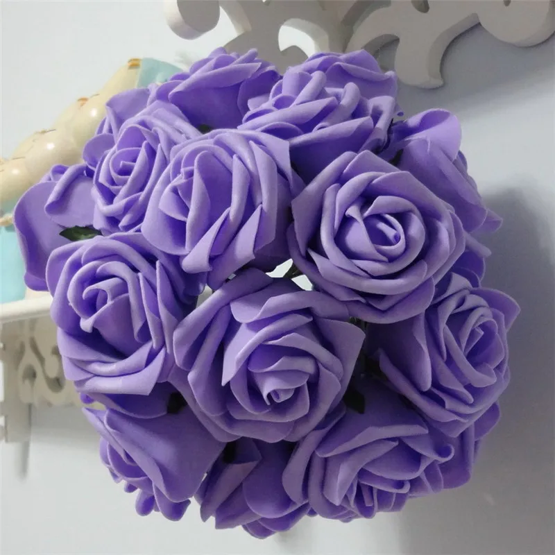 Lavender 50X ярко-синие розы Искусственные цветы «сделай сам» Свадебный букет для невесты свадебные центровки лотов - Цвет: Lavender