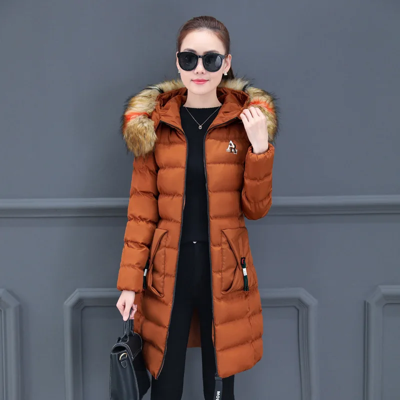 

Korean-style down Jacket Cotton-padded Clothes Women's Korean-style CHIC Splittable Fur Collar Cotton-padded Jacket Winter Mid-l