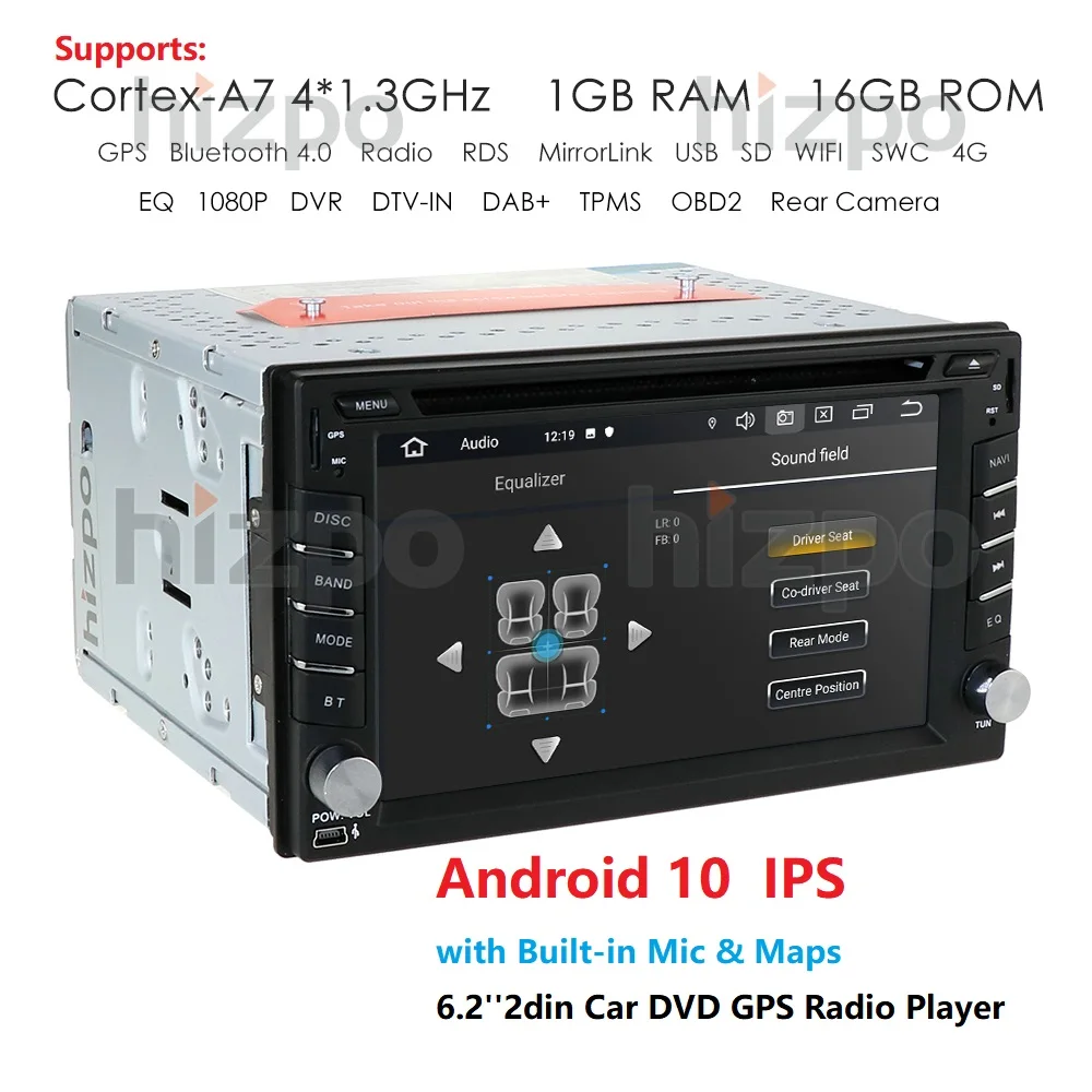 Car Multimedia Player Navigation 4G WIFI 2 din Android 10.0 Double DIN Car DVD Player GPS Stereo USB Radio BT Map+Reverse Camera