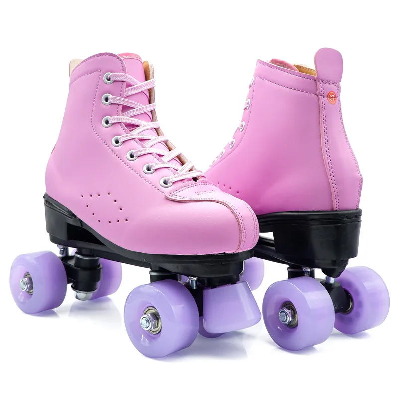Japy Roller Skates Double Line Women Adult With LED Lighting PU 4 Wheels Shoes 