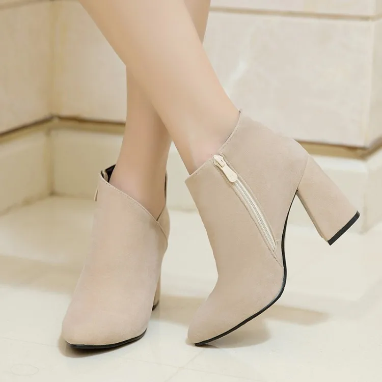 

Big Size 9 10 11 12 boots women shoes ankle boots for women ladies boots shoes woman winter Side zipper with thick heel tip