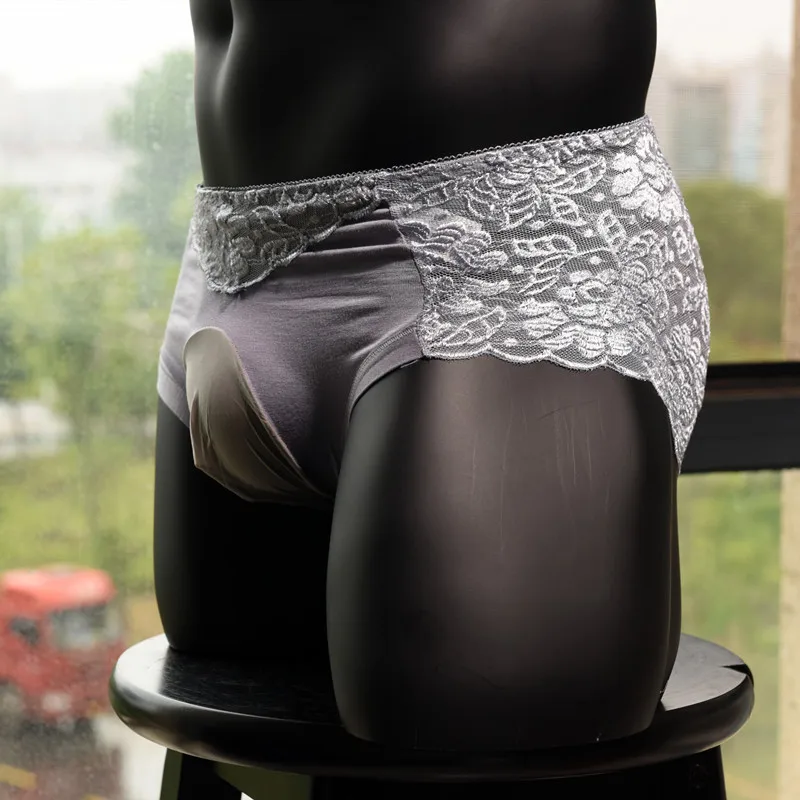 Sexy Lace COCkRing G-string U Convex Pouch G-string Lace Sheer See Through Sexy Thong T-back Candy Color Gay Wear Plus Size F10