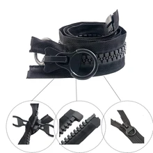 

Meetee 200cm 20# Oversize Resin Zipper Black Double-sided Zip Puller Open-end Zippers for Jacket Coat Tent DIY Sew Accessory