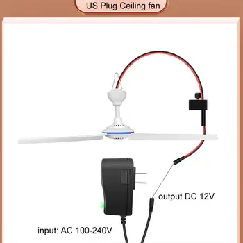 

2in1 AC 110V 220V DC 12V Adjust Speed Air Cooling Ceiling Fan Tent Hanging Fan B95C