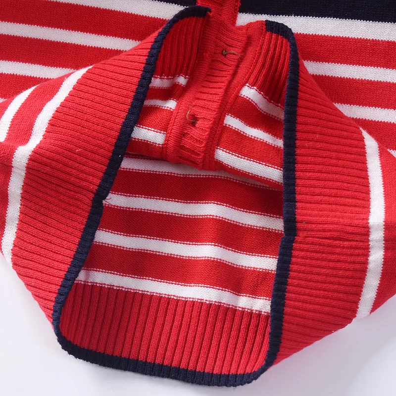 Детский свитер-кардиган с длинными рукавами Весенний стильный полосатый свитер с v-образным вырезом для мальчиков Модный тонкий вязаный кардиган для малышей