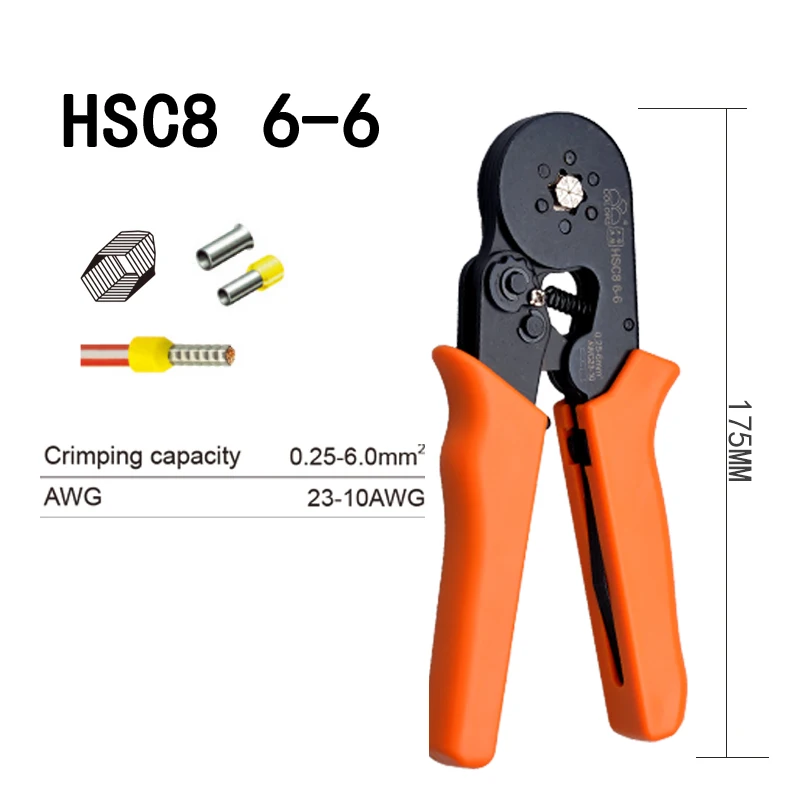 HSC8 6-6B HSC8 6-6A мини-тип саморегулируемые обжимные плоскогубцы 0,25-6 мм терминалы обжимные инструменты многофункциональный инструмент электрика - Цвет: HSC8 6-6y