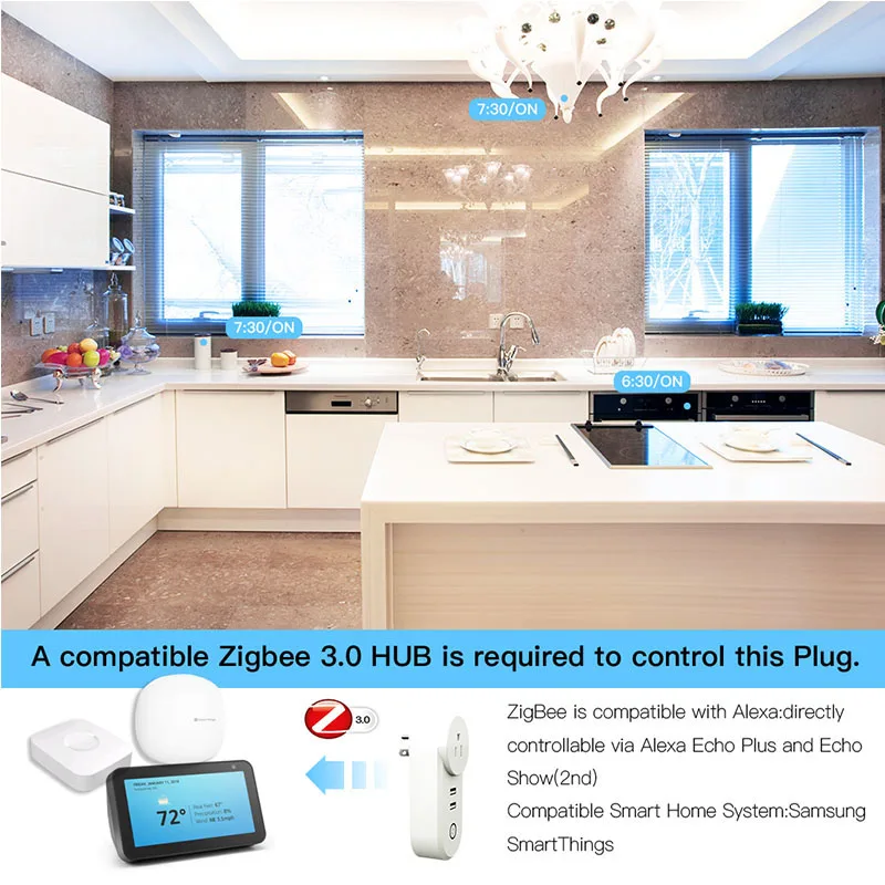Умная розетка ZigBee 3 0 с 2 USB интерфейсами и дистанционным голосовым