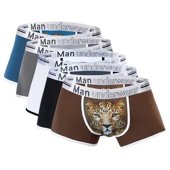 

Stretchy Men Underwear Mens Lingerie Fashion 3D Printed Animal Tiger Pouch Boxer Modal Cueca Masculina Sexy Underpants