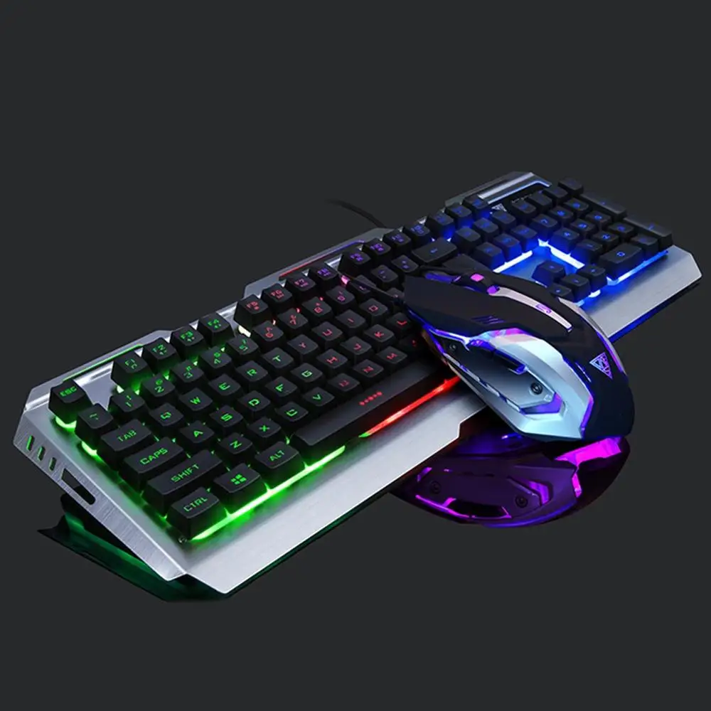  VKTECH 104 keys Gaming Mechanical Keyboard Mouse Set USB Wired Ergonomic RGB Backlight Keyboard Mic