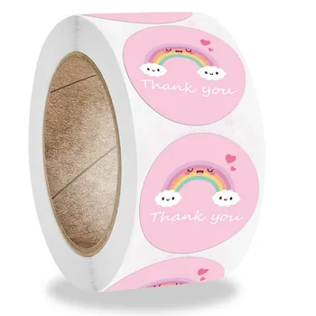 Rainbow Thank You Stickers for Your Order 500pcs 1" Pink Round Business Sealing Labels for Mail Supplies Envelope Gift Wrapping 1