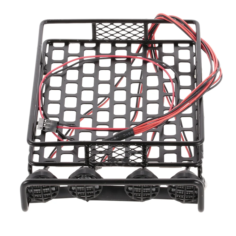 Metal Car Roof Carrier Rack with 4 LED Light Lamp Flashing Model for SCX10 90046 Traxxas RC4WD D90 CC01 RC Crawler | Игрушки и хобби