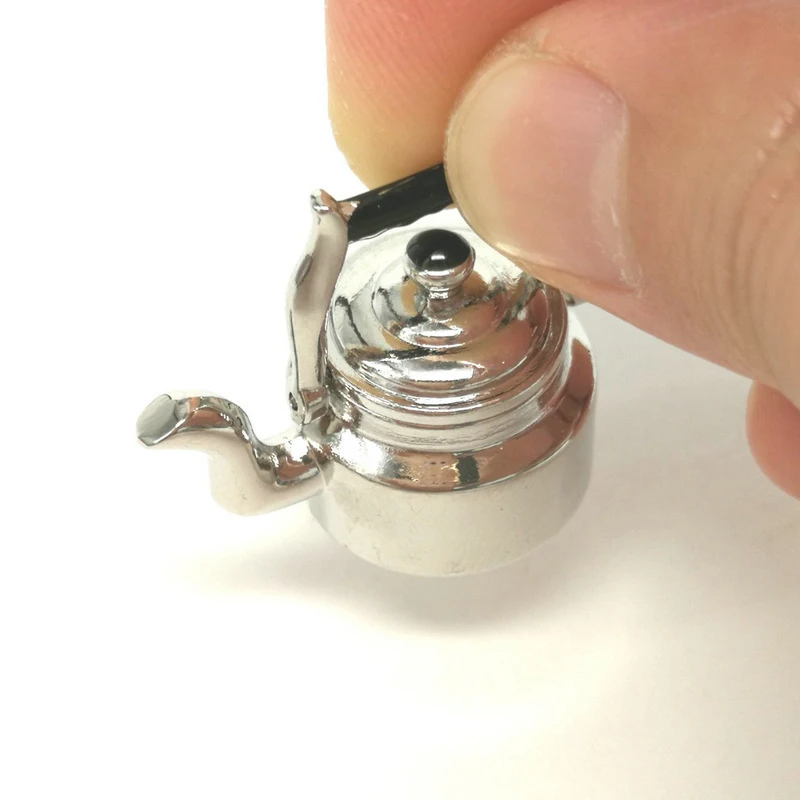 

1/12 Mini Metal Kettle Simulation Tea Pot Doll house Miniature Accessories Kitchen Furniture Model Toys for DollHouse Decoration