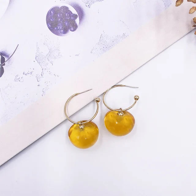 Korean Sweet Cherry Earrings Long statement Earrings for Women Acrylic Resin Colorful Fruit Dangle Earring Red Blue Pink Cherry yellow2