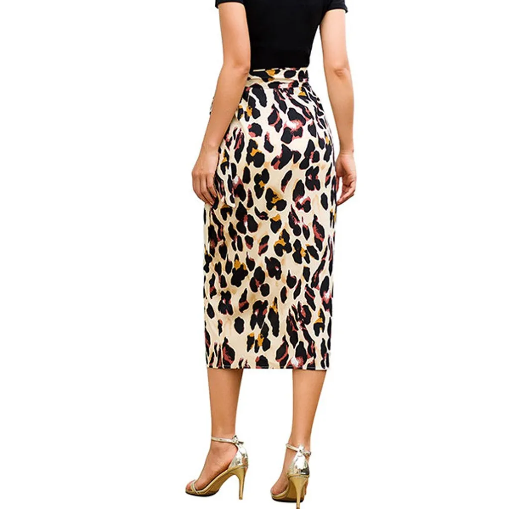 Новое поступление, юбки с леопардовым принтом jupe femme, женская сексуальная модная леопардовая юбка с завышенной талией, длинная юбка falda mujer# C8