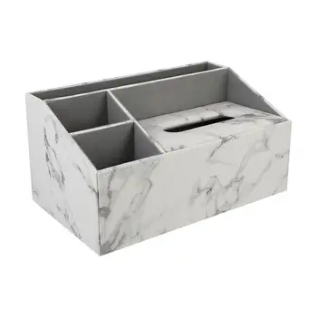 

1 Pc Leather Marble Vein Multipurpose Tissue Box Remote Controller Holder