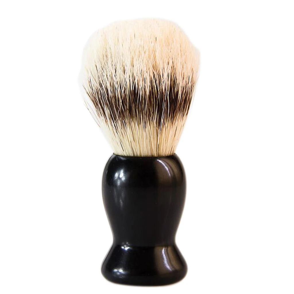 Practical Handmade Men's Barber Salon Brown Bristles Hair Shave Shaving Brush Tool Gift Black Plastic Handle