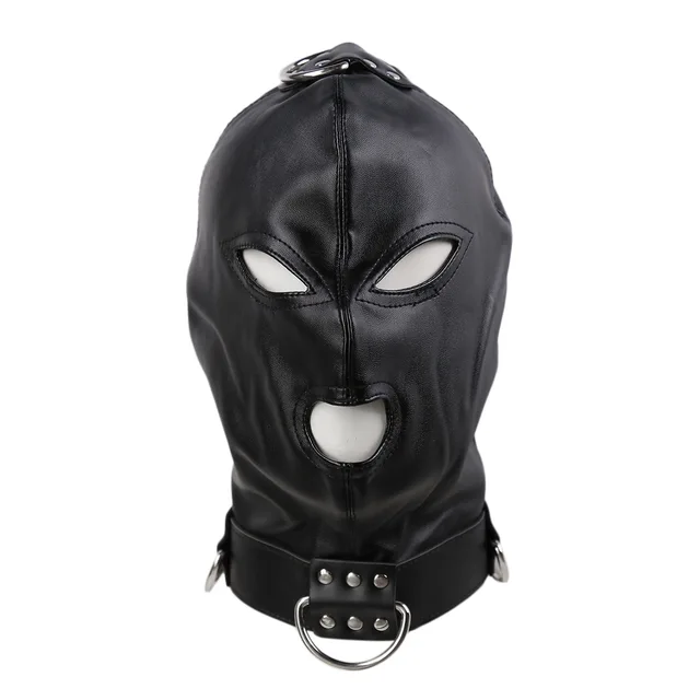 Haube Maske mit Metall Kette Sklave Leder für Fetisch Bdsm Bondage 3