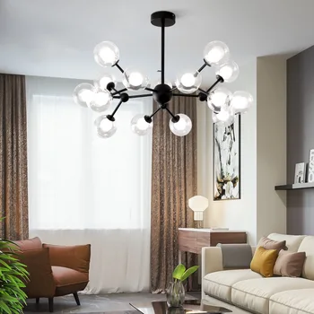 

Modern LED Glass Chandelier Lights Nordic Creative Concise Style glass ball Chandeliers Dining Room Bar Kitchen Light