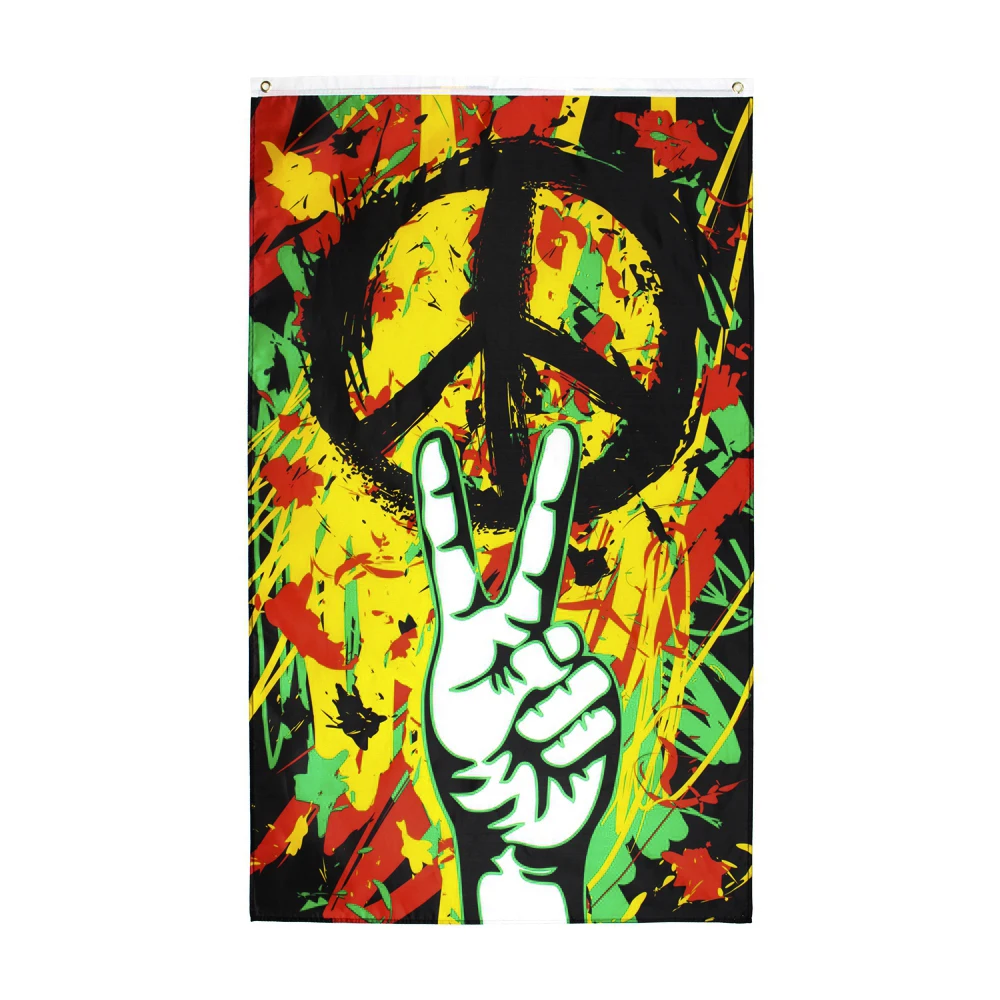 Флаг Rasta Peace Grafitti 90x150 см|Флаги баннеры и аксессуары| |