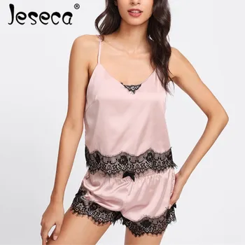 

Jeseca Clearance Sales Sexy Women Silk Satin Lace Pajama Set Spaghetti Strap Sleepwear Summer Autumn Home Wear Sleep Wear