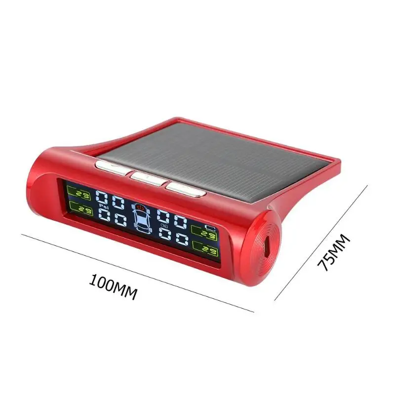VODOOL Solar Wireless Car TPMS Tire Pressure Monitoring System LCD Display Tyre Pressure Alarm With 4 Internal/External Sensors