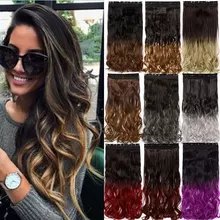 S-noilite, 49 цветов, 24 дюйма, кудрявые волосы для наращивания на заколках, один кусок, Омбре, красный, розовый, фиолетовый, синтетические волосы на заколках для женщин