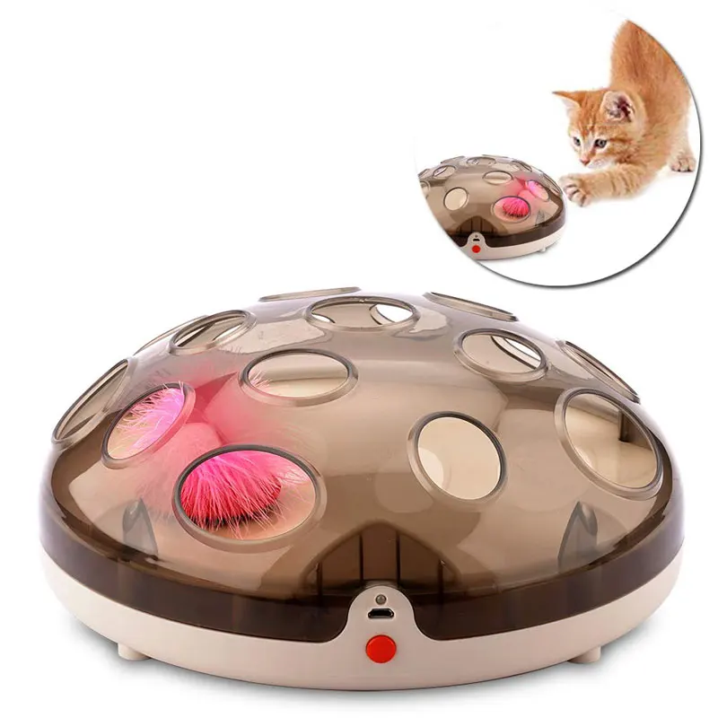 Interactive Electric Funny Cat Toy for Feather Teaser Rechargeable Maglev Bouncing Catching Game Training | Дом и сад
