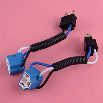 

DWCX 2Pcs H4 Ceramic Wire Wiring Headlight Headlamp Extension Harness Socket Connector Adaptor Male & Female Plug 12V 24V