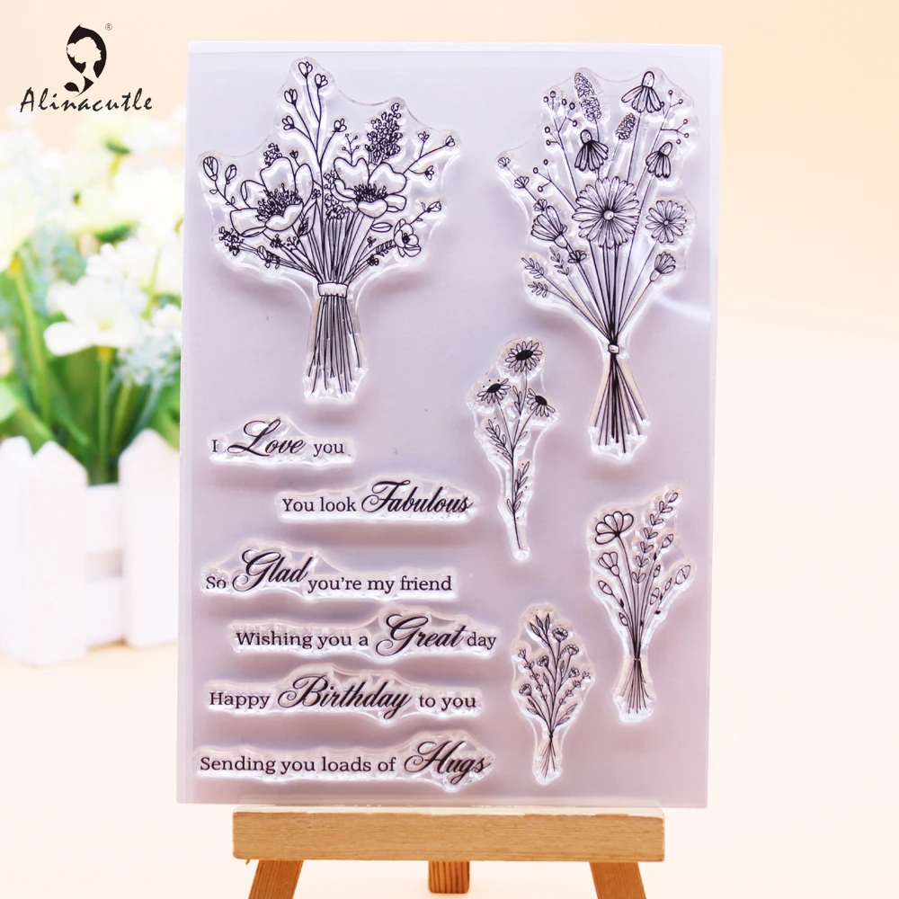 Clear Stamps Clear Rubber Stamps Alinacutle CLEAR STAMPS Bunch Of Flower Scrapbooking Card Album Paper Craft Rubber Transparent Silicon Clear Stamp