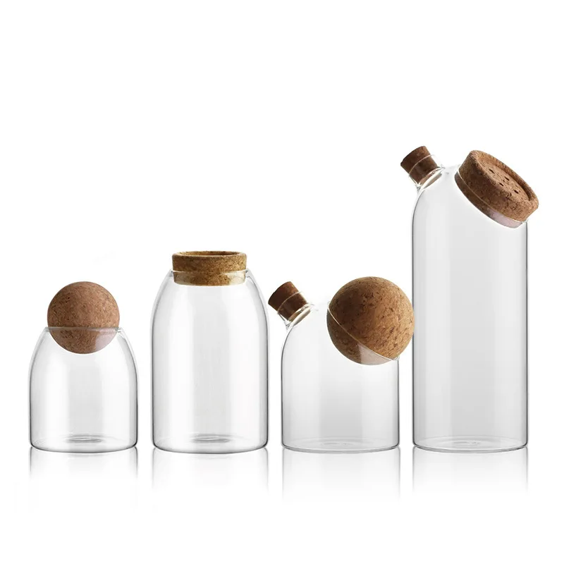 

Transparent Glass Seasoning Teapot Storage Tank Storage Bottle Home Decoration Food Container Kitchen Storage Tool jars with lid