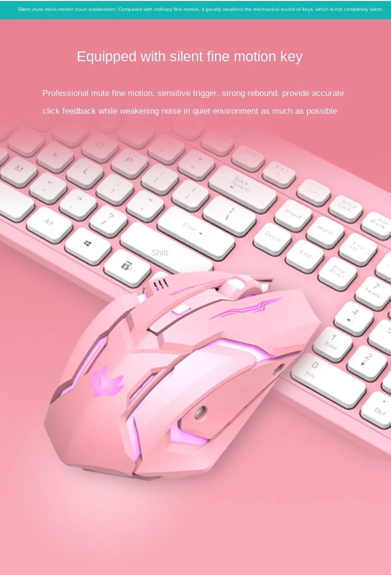 High-end de luxo rosa mouse sem fio