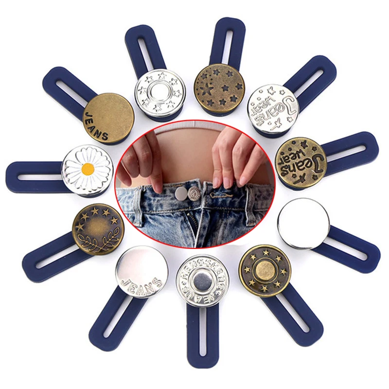 10 Pcs Jeans Buttons Extender Elastic Waistband Extension Button Universal Trousers Extender Belt Buckle Pregnancy Accessories