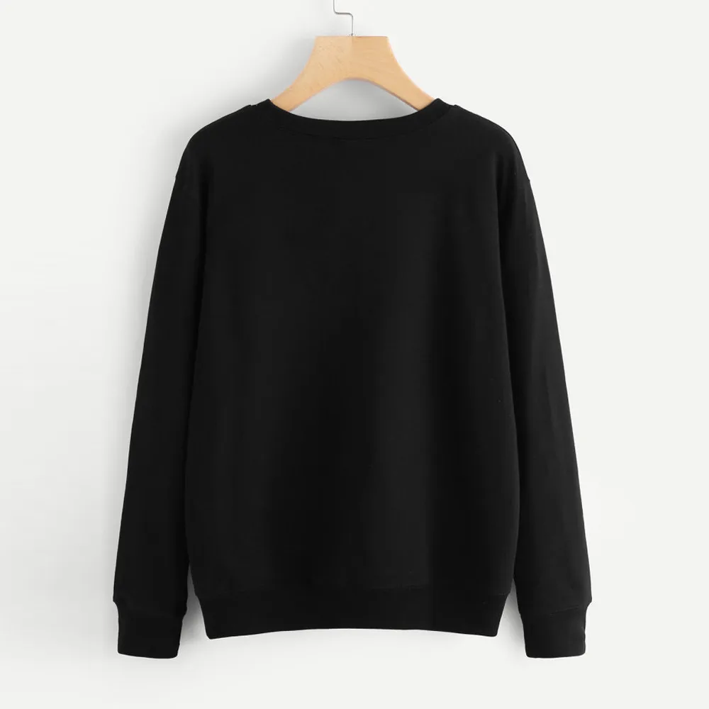 JAYCOSIN black round neck ghost claw rose print long-sleeved sweatshirt pullover casual hooded sweatshirt cool black street beat