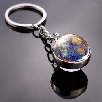 

Fashion Design Solar System Planet Keyring Galaxy Nebula Space Keychain Moon Earth Sun Double Sides Glass Ball Keychain Gifts