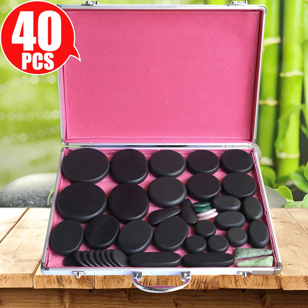 

Tontin 40pcs/set Hot stone massage set basalt massage stones massager round Salon SPA with heater CE and ROHS massage tool
