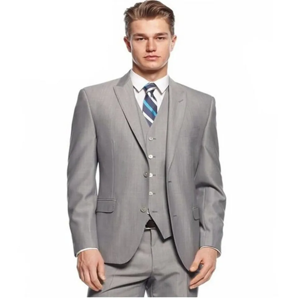 Мужской костюм Smolking Noivo Terno Slim Fit Easculino, вечерние костюмы для мужчин, серый светильник, жених для мужчин, Лучший человек, жених(пиджак+ Pa - Цвет: Style and color
