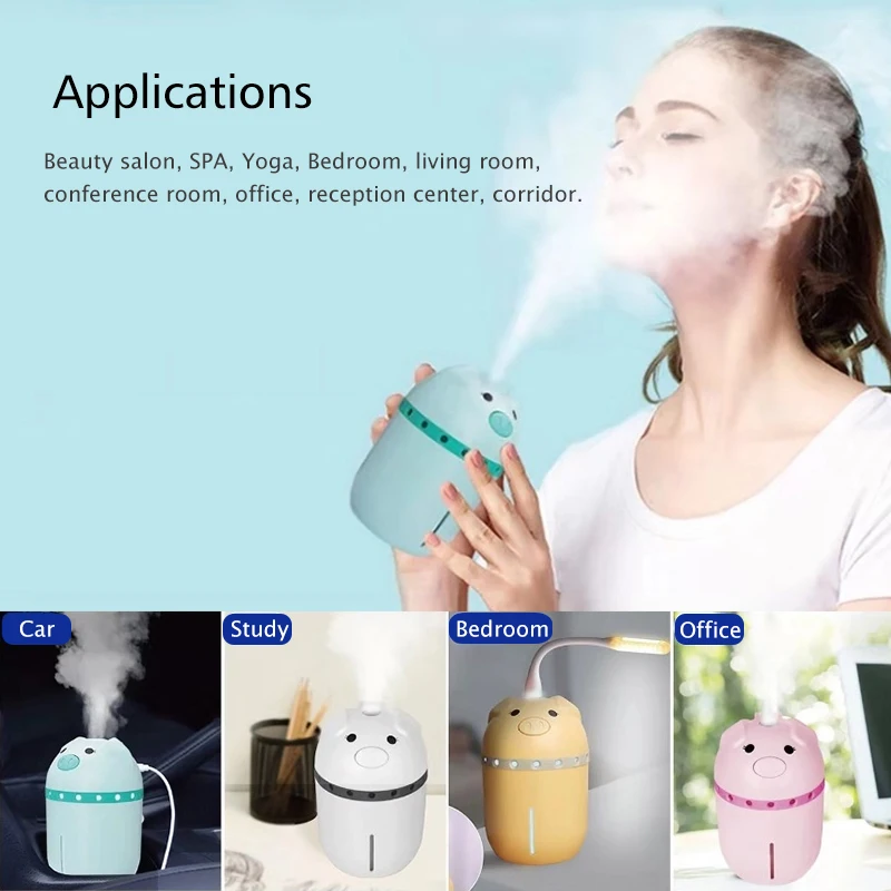 Mini Pig холодный туман USB увлажнитель воздуха диффузор эфирное масло туман очиститель для автомобиля домашний офис 300 мл/10,14 унций 4 цвета
