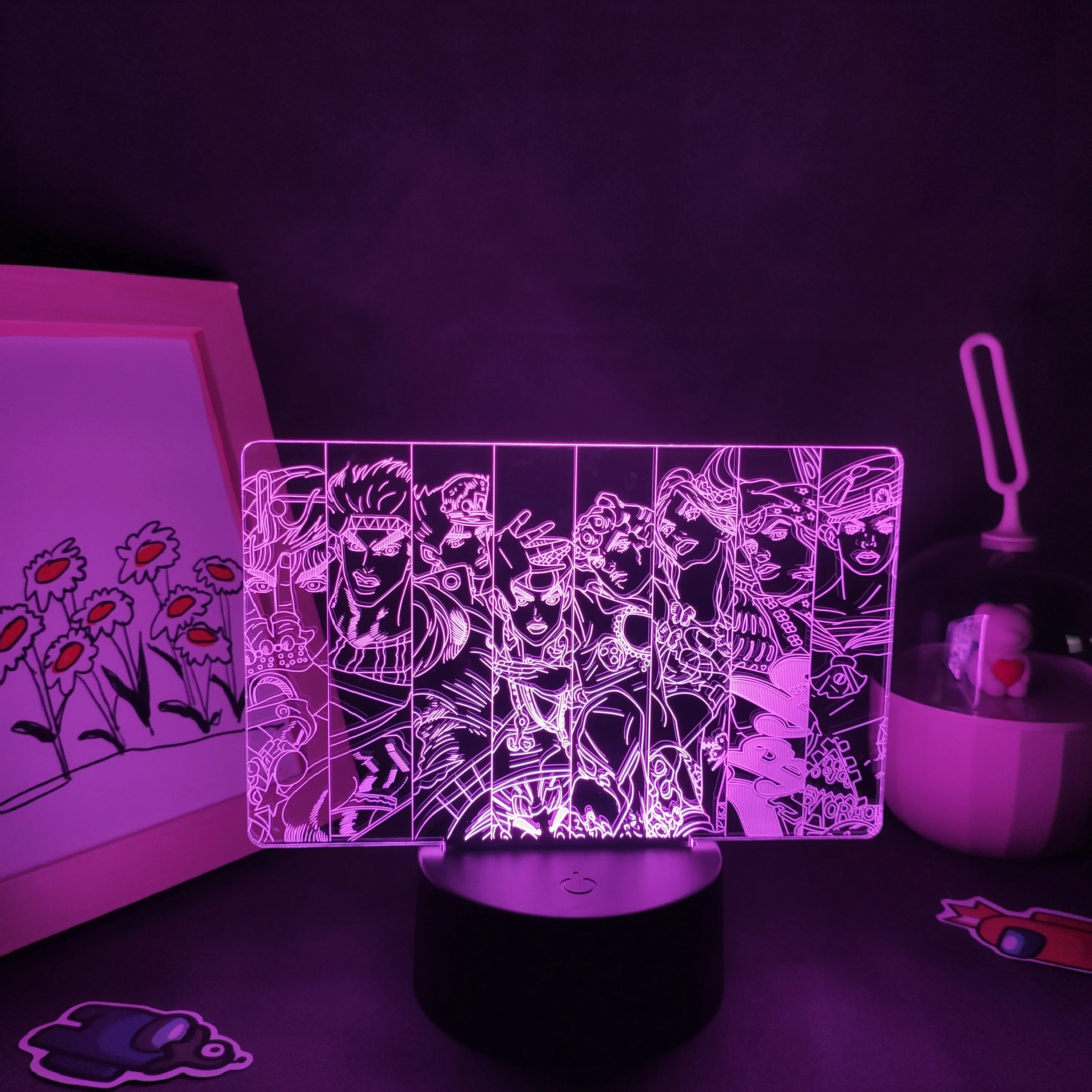 

JoJo Bizarre Adventure Anime Figure Group Protagonist 3D Led Lamps Manga RGB Night Lights Birthday Gift Bedroom Table Desk Decor