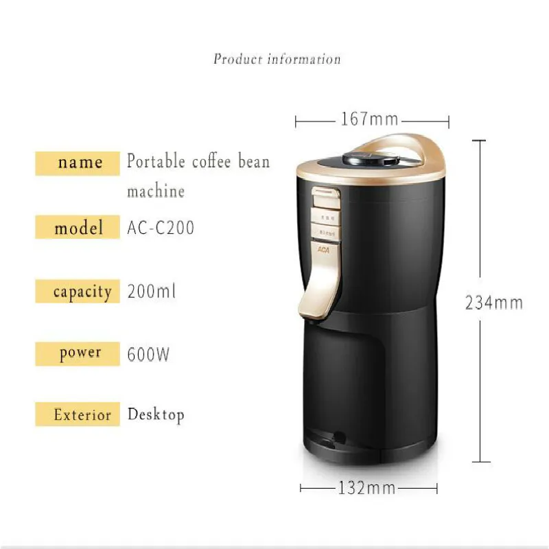 Электрическая мини-Кофеварка объемом 200 мл, бытовая полностью автоматическая капельная Кофеварка, чайник, кофейник, бытовая кухонная техника 220 В