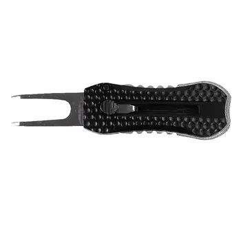 

Multi-Function Golf Pitch Repair Divot Tool Portable Switchblade Golf Divot Putting Green Repair Tool With Ball Maker-Black