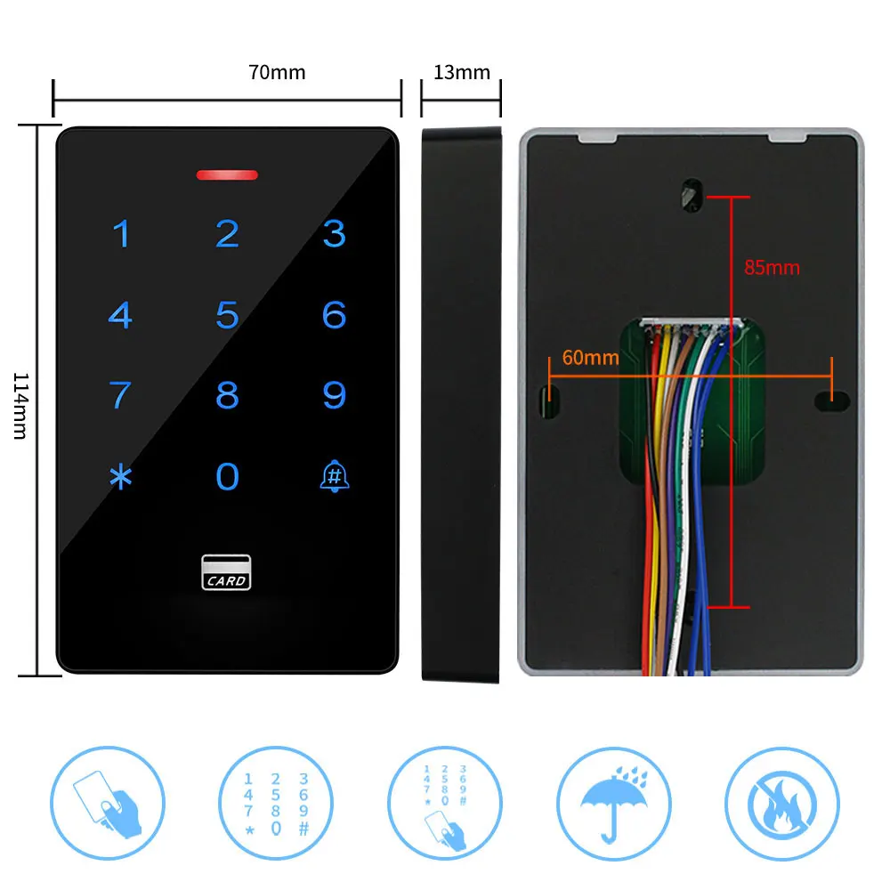 IP68 Waterproof Access Control System Outdoor RFID Keyboard WG26/34 Access Controller Reader Rainproof 10pcs Key fobs for Home
