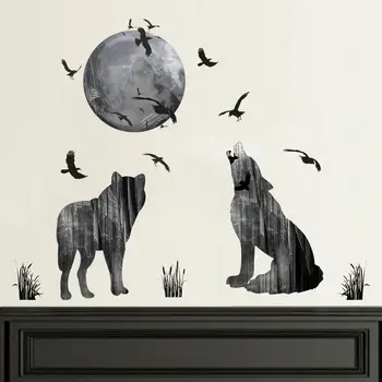 

Moon Wolf Wall Sticker Living Room Bedroom Home Background Decal Decor