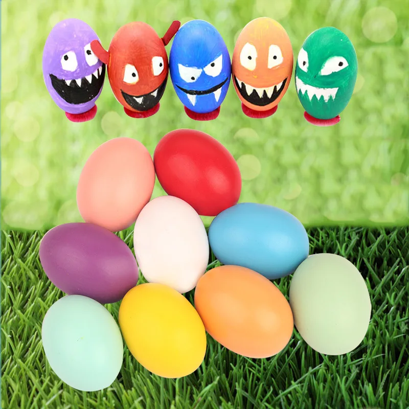 

Children Egg Model Self-Painted Toy Solid Wood Wooden Handmade Diy10 Yuan White Base Coloured Drawing Easter
