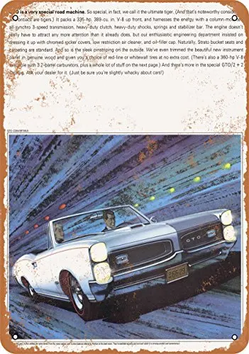 

Металлический знак-1966 Pontiac GTO-винтажный Настенный декор для кафе, пива, бара, декоративные поделки